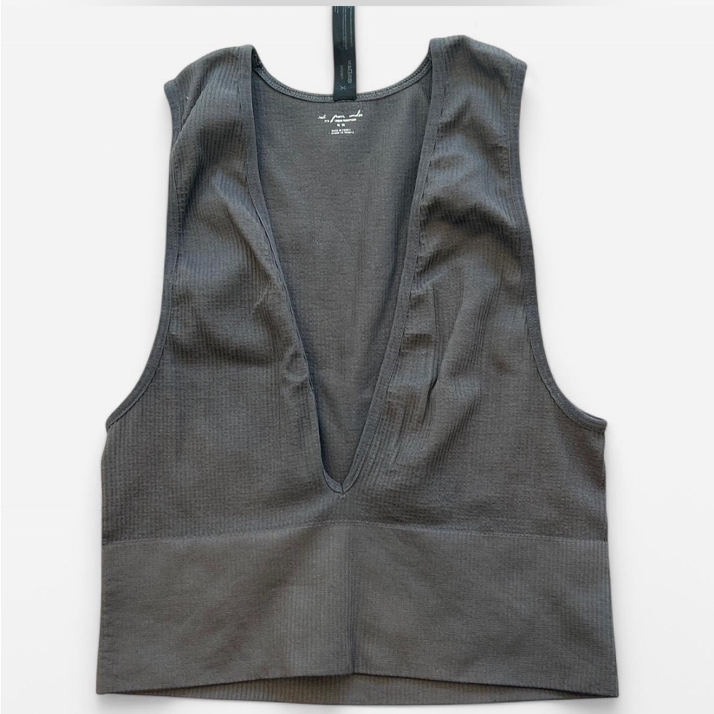 Urban outfitters gray deep V sleeveless crop top